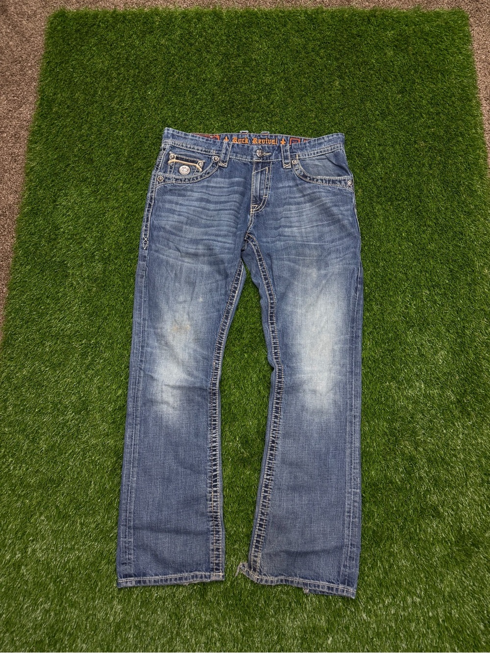 Rock Revival bootcut straight fit Men's Washed vintage jeans